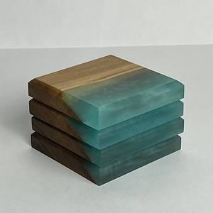 Sous-verres en bois nouvellement arrivés avec résine époxy bleue pour les boissons, sous-verres modernes pour bar, cuisine, maison, ensemble de sous-verres pour café et vin - Product Image 2