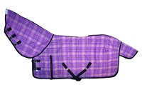 Couverture d'été respirante en maille PVC de haute qualité, personnalisable OEM, portable, confortable, durable, imperméable, de couleur violette, en forme de U, pour dressage.