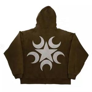 เสื้อฮู้ดผ้าฝ้ายปักลายแบบกำหนดเอง,เสื้อฮู้ดพิมพ์ลายพองขนาดใหญ่พิเศษซักด้วยกรดน้ำหนักเบา - Product Image 3