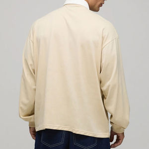 Polo de rugby personnalisé respirant à manches longues en coton avec logo brodé pour homme, style Old Money, fabricant OEM, respirant, coupe classique - Product Image 3