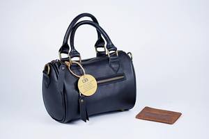 Sac Boston Cylindrique Vintage en Cuir Véritable Multicolore avec Fermeture Éclair et Logo Personnalisé pour Femme LCYB-0038 - Product Image 3