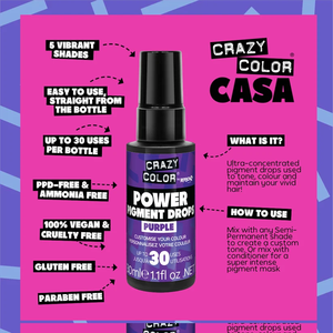 Gouttes de Pigment Violet Ultra-Intense Crazy Color – Véganes, Ultra-Concentrées, Booster de Couleur Capillaire Inter-Mélangable - Product Image 3