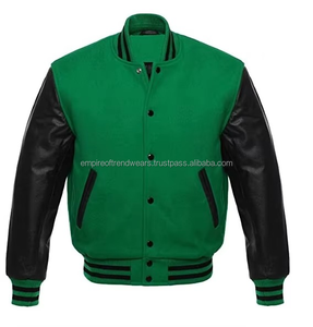 Veste universitaire en cuir et laine d'hiver pour homme de haute qualité, avec manches chauffantes coupe-vent enduites, col montant, vente en gros - Product Image 1