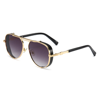 Lunettes de soleil métalliques vintage steampunk à double pont, design personnalisé, protection UV400, durables pour hommes et femmes, tendance 2026, prêtes à l'emploi (RTS)