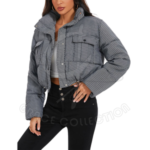 แจ็กเก็ตปลาปักเป้าสำหรับผู้หญิงปรับแต่งได้กันลมปกตั้งถักด้วยคอลเลกชันสง่างาม - Product Image 4