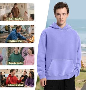 Suéter personalizado Tie-Dye para hombre, Sudadera con capucha de lana de algodón de gran tamaño, ropa de calle de invierno, técnica teñida Lisa a la moda - Product Image 3