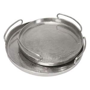 Plateaux de service ronds modernes de luxe en aluminium moulé, personnalisables, compatibles lave-vaisselle et écologiques - Product Image 1