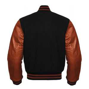 Blouson Bomber Varsity Professionnel Respirant en Polyester/Coton pour Homme 2026 – Noir et Marron, Style Urbain, Col Montant - Product Image 2