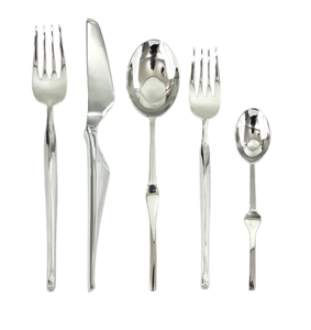 Cubiertos plateados con acabado brillante, vajilla con mango de hoja, vajilla para fiesta de boda, comedor, hogar, cocina - Product Image 6