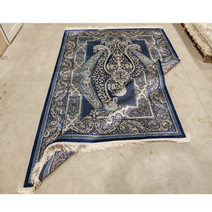 Alfombra turca de lujo hecha a máquina BFM Hereke Navy Fab. Colección Premium Carpet para espacios de vida elegantes - Product Image 1