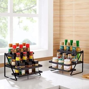 Handmade Black Metal 3-Tier <b>Rack</b> <b>Organizer</b> <b>Spice</b> <b>Rack</b> Cabinet <b>Organizer</b> for Home and Kitchen Storage - Product Image 4