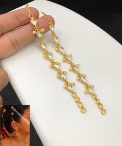 Lujo elegante real con aspecto de piedra Cadena de oreja chapada en oro antiguo aspecto Simple para ropa de boda para bodas fiestas para mujeres - Product Image 3