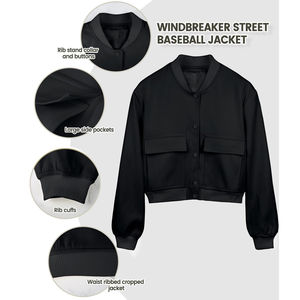 แจ็กเก็ตบอมเบอร์สำหรับผู้หญิงเสื้อคลุมมีซิปน้ำหนักเบาอบอุ่นในฤดูหนาว - Product Image 3