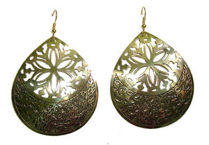 Pendientes Largos de Latón con Diseño Náutico, Bañados en Oro de 18K, Color Marrón, para Niñas - Product Image 3