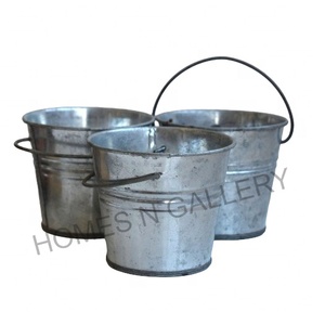 High Quality Metal Handcrafted Metal Iron Galvanized Rustic Vintage <b>Small</b> Tin Flower Bucket <b>Pots</b> For Use Garden Decoration - Product Image 1
