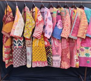 Lote de Chaqueta de algodón indio para mujer, ropa vintage reversible, kantha - Product Image 3