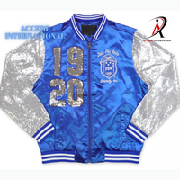 Nouvelle Tendance Blouson Bomber Matelassé en Satin Respirant avec Écusson Brodé Sigma Gamma Rho psi Alpha et Lettres Grecques de Sororité