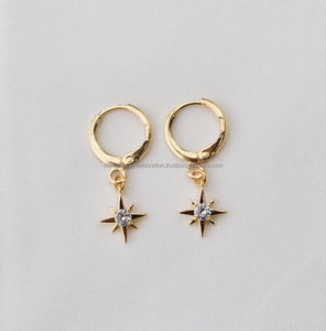 Impressionnant 925 argent et plaqué or Lapis Lazuli gemmes balancent boucle d'oreille populaire lunette ensemble étoile forme rhodium IGI certifié pour cadeau - Product Image 2