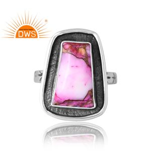 New Design Sterling Silver Natural Mojave Copper <b>Purple</b> Qyster Turquoise Gemstone Ring For Women Design Jewelry Manufacturer - Product Image 3