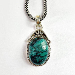 จี้ทองคำ 14K และ 18K ประดับเทอร์ควอยซ์ทรงหยดน้ำ ฝังเพชรและมุก พร้อมสร้อยโรสโกลด์ชุบโรเดียม ดีไซน์ทันสมัย - Product Image 1