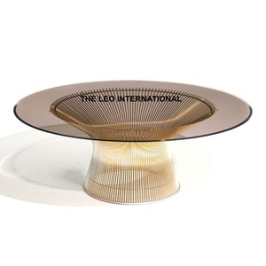 Table basse en verre transparent avec base et dessus en aluminium de luxe, design en bois de cerf brun, meubles de salon - Product Image 6