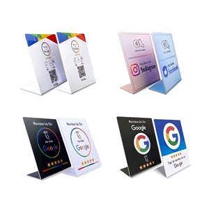 Support NFC en acrylique personnalisé avec impression UV et code QR pour <span class=keywords><strong>avis</strong></span> Google, affichage sans contact pour <span class=keywords><strong>avis</strong></span> Google, support de menu 13,56 MHz - Product Image 3