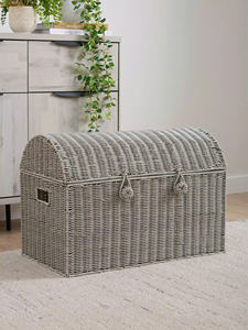 Vietnam Grey Woven Rattan <b>Storage</b> Chest OEM ODM Handmade Seagrass <b>Trunk</b> Decorative Organizer Modern Rustic Home Decor Wholesale - Product Image 3