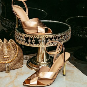 Zapatos de Tacón Súper Alto para Mujer, Sandalias de Tacón de Aguja con Punta en Pico y Correa Color Champán, Zapatos de Ballet Elegantes y a la Moda - Product Image 1