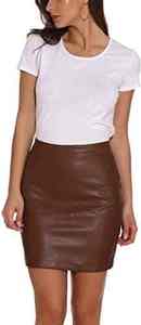 Vente en gros de jupes en cuir véritable miniatures de haute qualité pour femmes, design décontracté antistatique avec des caractéristiques douces et brillantes, vêtements d'hiver - Product Image 5