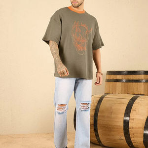 Camisetas de algodón de gran tamaño de diseño informal de peso pesado Streetwear Stock a granel Mic Ropa Camisetas usadas para hombres Servicio OEM - Product Image 2