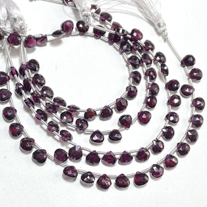 Wholesale Faceted Heart Shape Briolette <b>Beads</b> Natural <b>Red</b> Garnet 7-7.5MM 6 Inches Side Drill for Jewelry Making Retailer's Best - Product Image 4