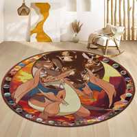 Alfombra de Lana con Diseño de Charizard, Decoración Personalizada para Comedor, Alfombra de Retazos Suave, No Tejida, Ecológica, con Respaldo de Látex