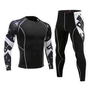 Conjunto Deportivo de Compresión de Alto Rendimiento, Camiseta y Leggings para Entrenamiento de MMA, Ropa Deportiva para Hombre, Camisetas y Pantalones de Compresión - Product Image 1