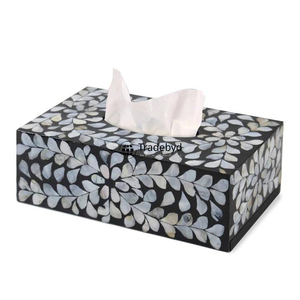 Caja de Pañuelos Decorativa Hecha a Mano con Incrustaciones de Flores Grabadas, Portapañuelos de Primera Calidad para Interiores de Lujo, Tradebyd - Product Image 1