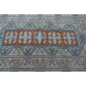 Alfombra turca tradicional marrón azul hecha a mano, 5,2x8,2 pies, patrón de pasillo Rectangular para sala de estar, mesita de noche, poliéster para adolescentes - Product Image 5