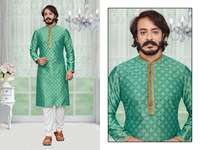 Dernière collection Maruti Fashion MF170 : Ensemble kurta pyjama en coton pour homme, look superposé élégant, idéal pour les mariages et les fêtes d'hiver.