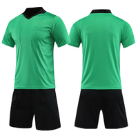 Ensemble d'arbitre de football professionnel unisexe personnalisé imprimé respirant 2023, uniforme rayé à col en V, 100% polyester, manches courtes