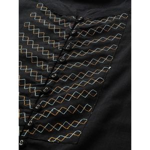 เสื้อท็อปผ้าฝ้ายสีดำพิมพ์ลายชาติพันธุ์ - Product Image 5