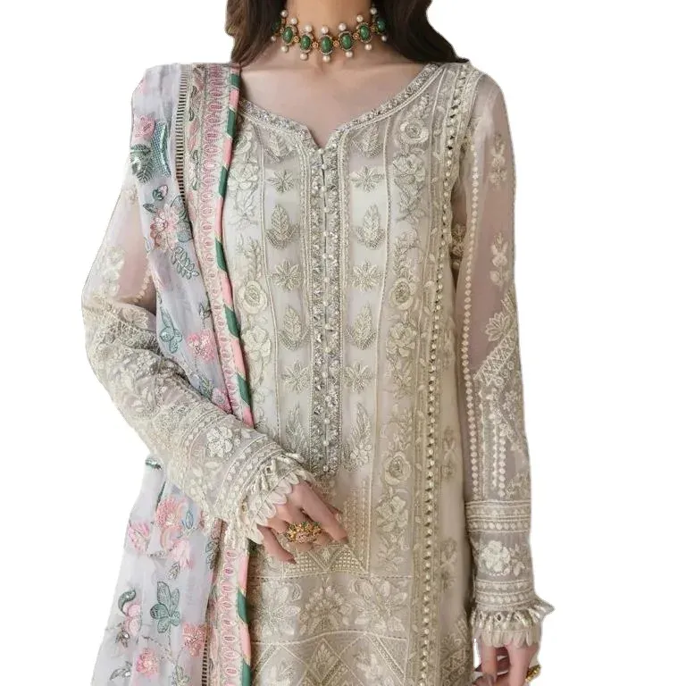 Pakistani Nieuwe Zomer Salwar Kameez Zware Geborduurde Hete Verkopende Feestjurk/Beste Fabrieksprijs Feestjurk