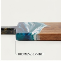 Houten hakblok rechthoekig 18x7 inch met handvat, harskunst design
