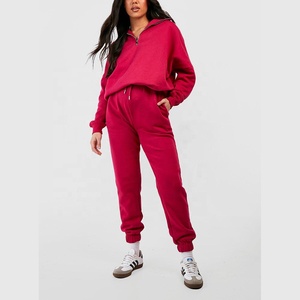 Vente en gros de pantalons de survêtement ras du cou pour hommes avec logo personnalisé Collection printemps Survêtements deux pièces unis tricotés pour femmes - Product Image 1