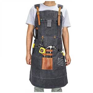 Household Canvas Apron Oil-proof Can <b>Wipe</b> Hands Kitchen Cooking Men Women Adult With Tool Pockets Fashion Coffee Over apron - Product Image 4