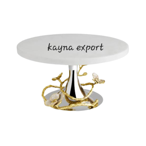 Support à gâteau rond en métal plaqué or décoratif fantaisie pour décoration de mariage, finition brillante, outil pour gâteau, décoration de fête d'anniversaire - Product Image 3