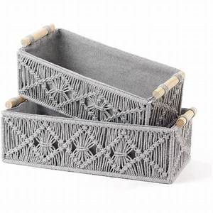 Cesta de almacenamiento de algodón de macramé para ropa, decoración del hogar y organización de la cocina, organizador de lavandería, baño elegante - Product Image 2