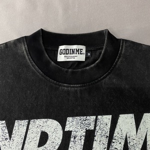 เสื้อยืดพิมพ์ลายสำหรับผู้ชายเสื้อยืดลายวินเทจสี Hell Acid เสื้อยืดโอเวอร์ไซส์ไซส์ UNIS En Coton สีขาวพิมพ์ลาย - Product Image 4