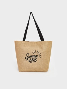 Sac fourre-tout en jute personnalisé avec impression numérique, marque privée OEM ODM, sac de plage écologique en toile de jute, fabricant de sacs de shopping avec logo imprimé - Product Image 1