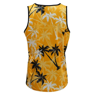 Gym Tank <b>Top</b> Aitutaki Cook Islands Palm Tree Print Tank <b>Top</b> Yellow Breathable Polyester Summer Casual Men's Sleeveless <b>Top</b> - Product Image 2
