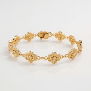 Pulsera de Oro Sólido de 18K con Eslabones de Flores, Elegante Cadena Floral, Joyería Fina para Mujer, Certificada por GIA, Hecha en Tailandia, OEM, Hecho a Medida - Product Image 6