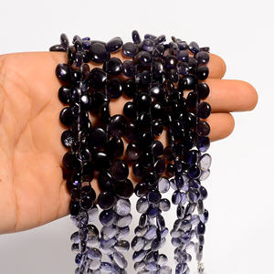 Perles d'iolite naturelle Perles lisses en forme de coeur Pierre précieuse d'iolite pour la fabrication de bijoux, perles de plan d'iolite - Product Image 2