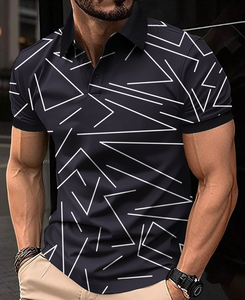 Casual Men's <b>T</b>-<b>Shirt</b> <b>Half</b>-<b>Sleeved</b> for Polo <b>Shirt</b> Lapel Plus Size XL Colored Knitted Fabric Woven Summer Print Customized Options - Product Image 3